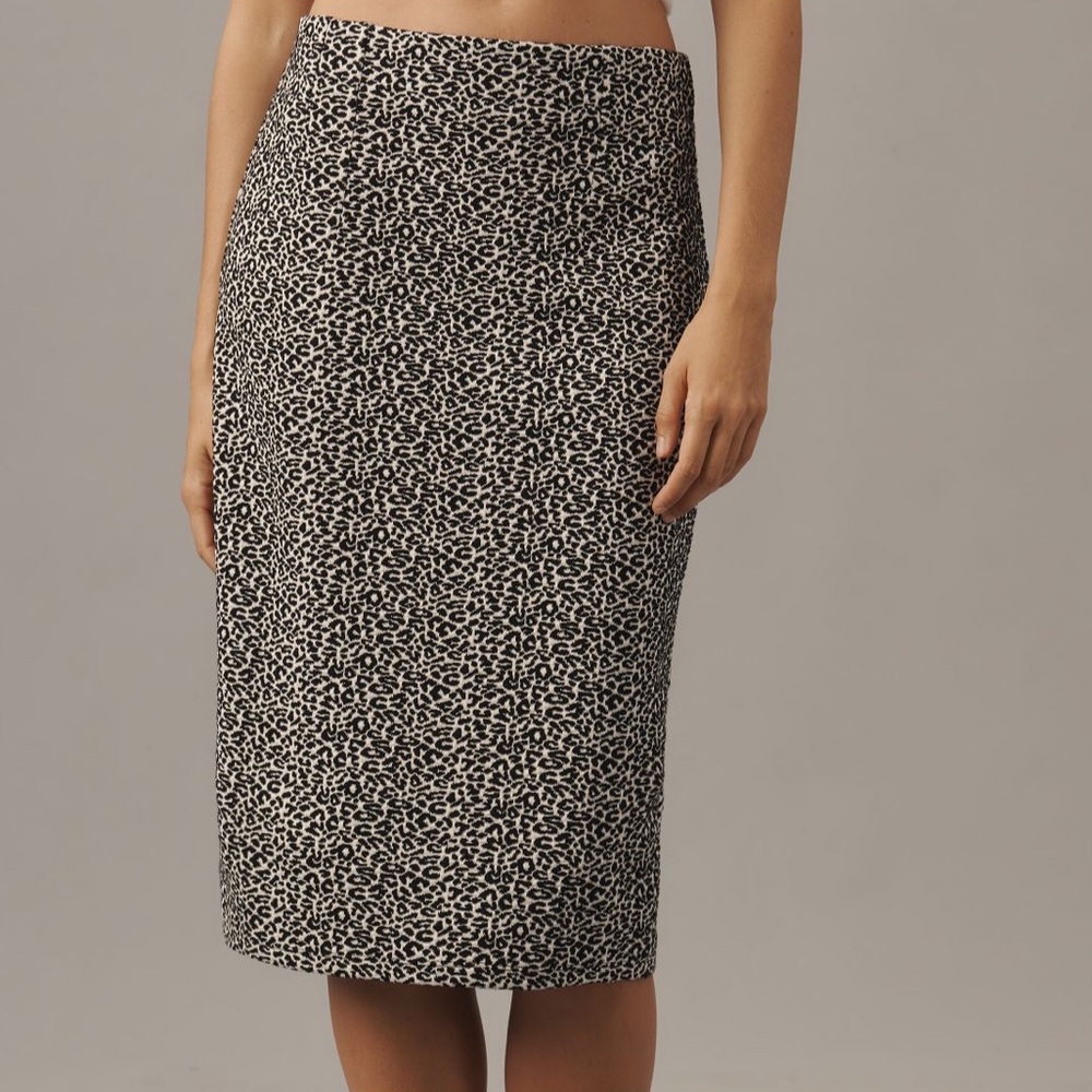 Anthropologie Knee-Length Leopard Print Pencil Skirt